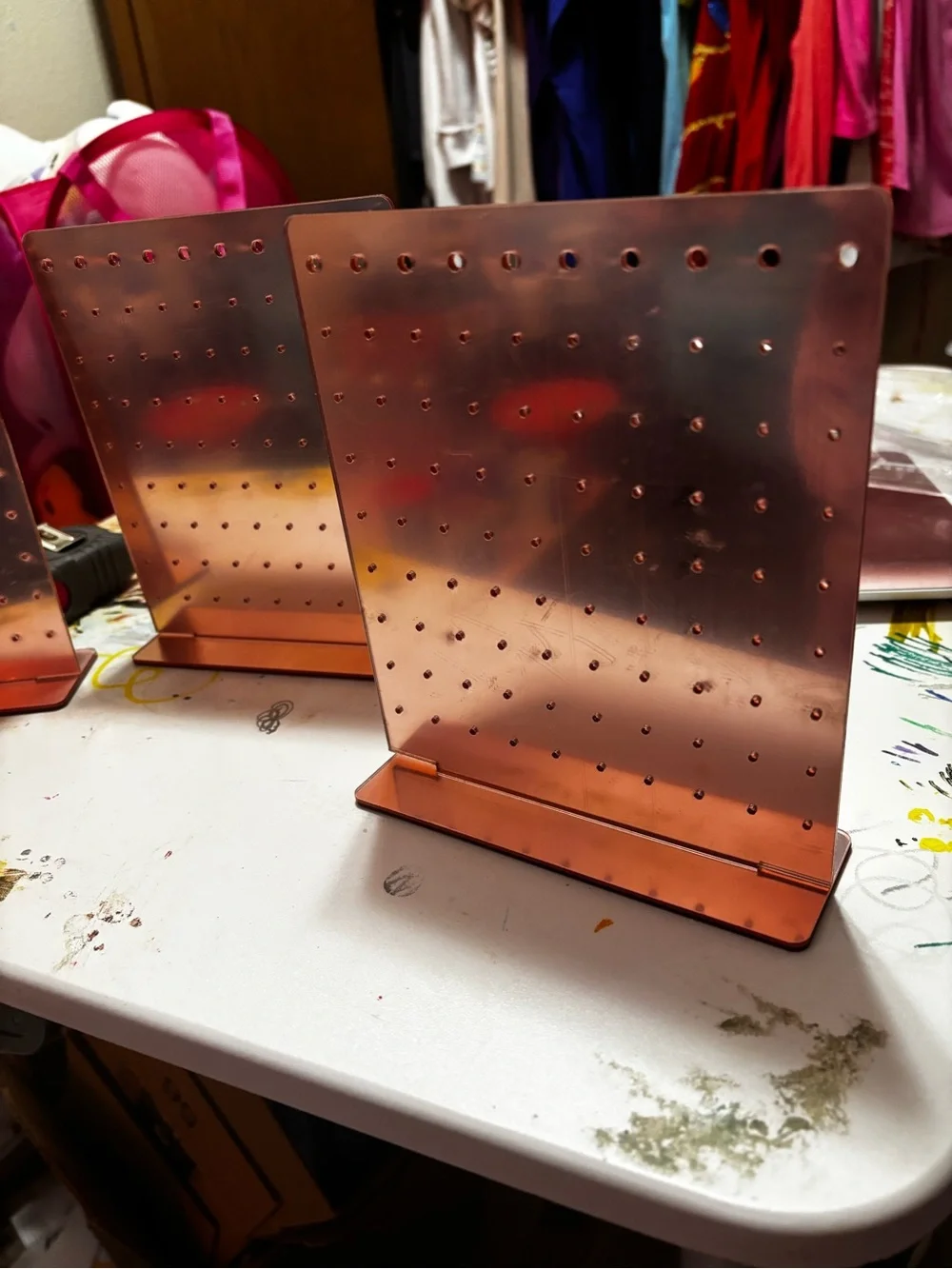 Metallic Rose Gold earring stand set of 3